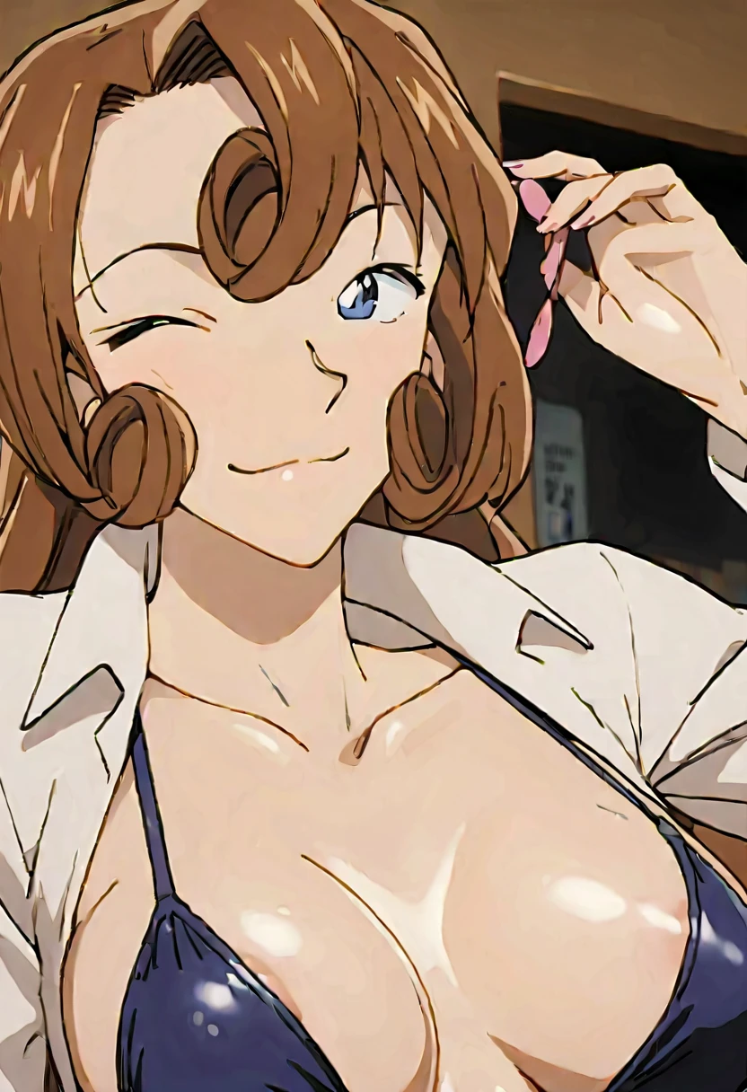  ,  Beautiful Teacher,  sexy, Aloof, Brown Hair, Licking lips,, retina, Accurate, masterpiece, 解剖学的にAccurate,  , Super detailed,  high quality,  high detail, 最 high quality,  Hi-Res, 1080P、The swimsuit is torn、Torn swimsuit、I can see the vagina、pubic hair、Nipples、Underboob、Squat、 of Sakuragima、