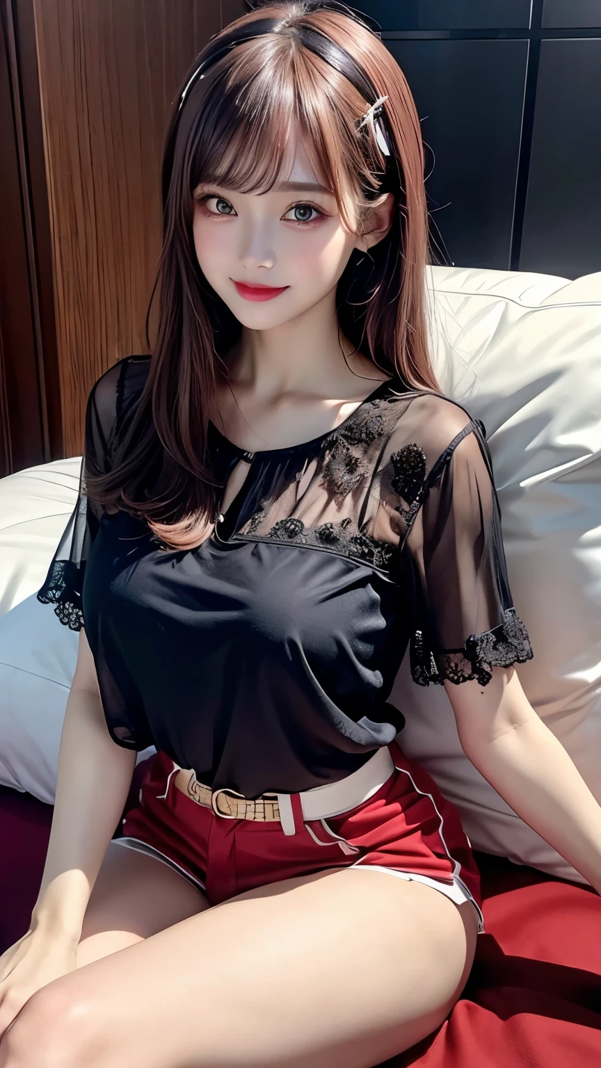 (Hyper Real), (illustratio), (A high resolution), (8K), (The is very detailed), (Most Best Illustration), (美丽细致的眼睛), (best qualtiy), (ultra - detailed), (tmasterpiece), (the wallpaper), (详细的脸), Outfit in black, 独奏, huge tit, (camel-toe)
