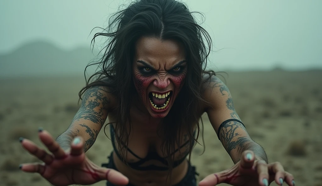 masterpiece, best quality, (undead demoness:1.3), elegant, 1 undead evil demoness, wolf ears, cute, blushed, looking at viewer, from above, blonde wavy hair, (cum in open mouth:1.4), (sperm in open mouth:1.3), open panties under the mini skirt, white and black striped T-shirt, wet T-shirt, blue eyes, beautiful eyes, inferno in background, light particles, dramatic lighting, inferno, realistic, best quality, ultra-detailed, scenery, beautiful detailed eyes, detailed hair on the tiny breasts, demons, evil spirits