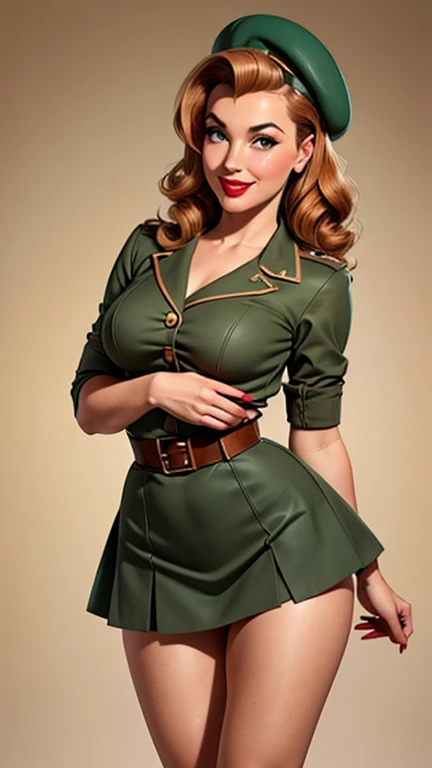 Maureen O'Hara dressed in sexy detailed clothing with lipstick and smiling