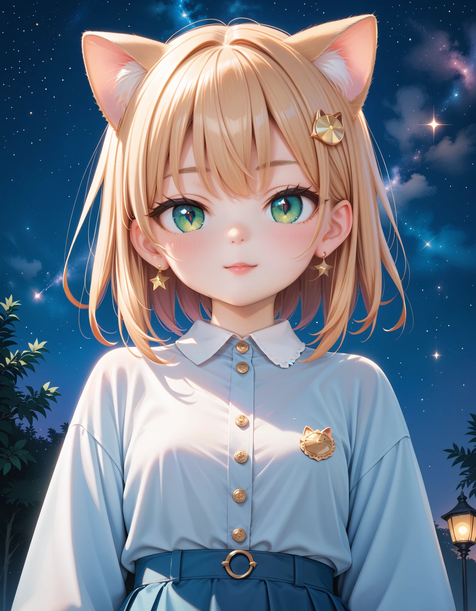 score_9, score_8_up, score_7_up, source_anime, best quality, masterpiece, 1girl, anime coloring, ****, cat ears, starry night sky,