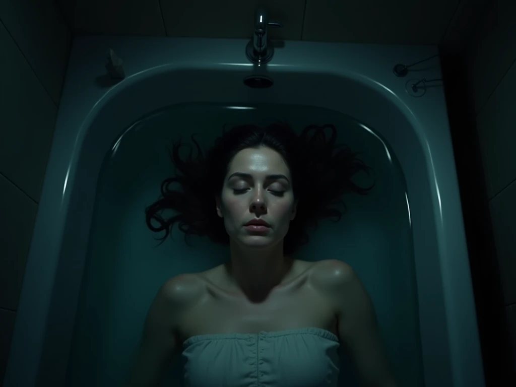 Woman in bathtub with face under water