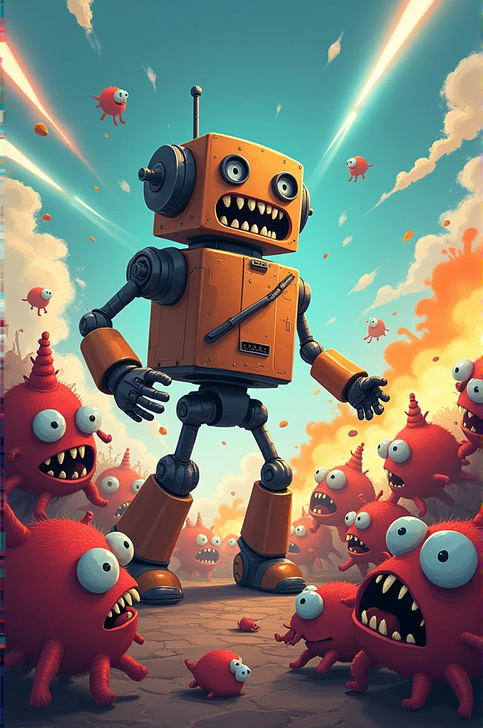 rust robot, rusty robot, without arms or legs, with a bloody skull face, wearing a rusty helmet, horror, creepy, dark place