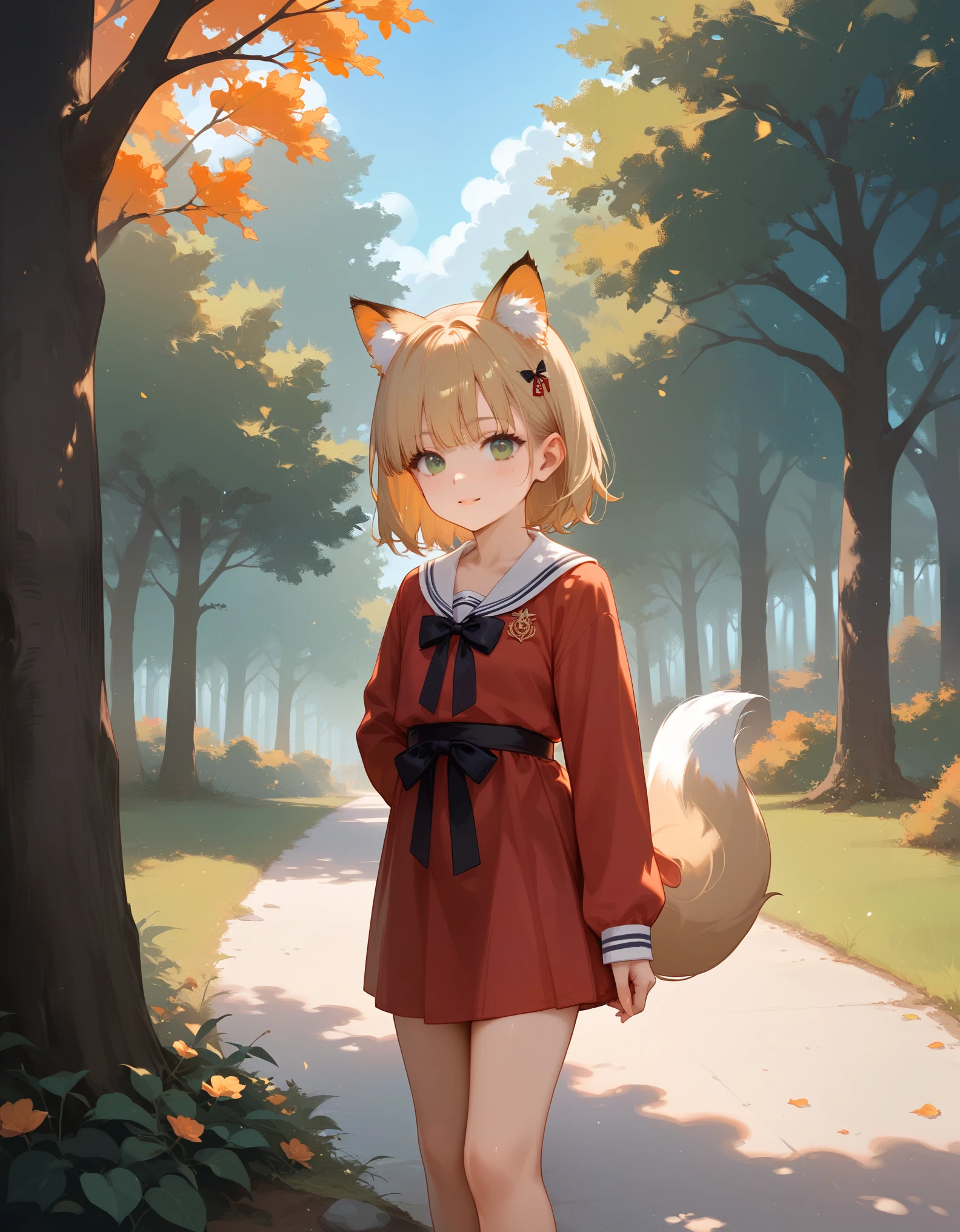 score_9,score_8_up,score_7_up,score_6_up,source_anime,
BREAK
A young girl with large fox ears peeks out from behind a tree,skiny and frail,(petite,cute:0.5),
green eyes,
medium hair,
animal ears,fox ears,
behind tree,
outdoors,tree,