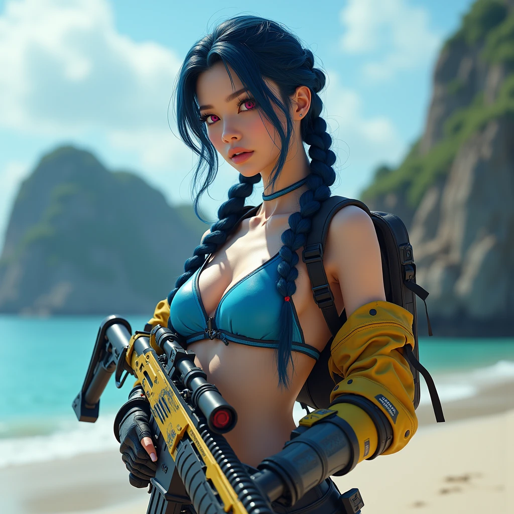 Tifa Lockheart On The Beach Completely Naked, UHD, masterpiece, ccurate, anatomically correct, high quality, high details, super detail, textured skin, best quality, highres, 16k