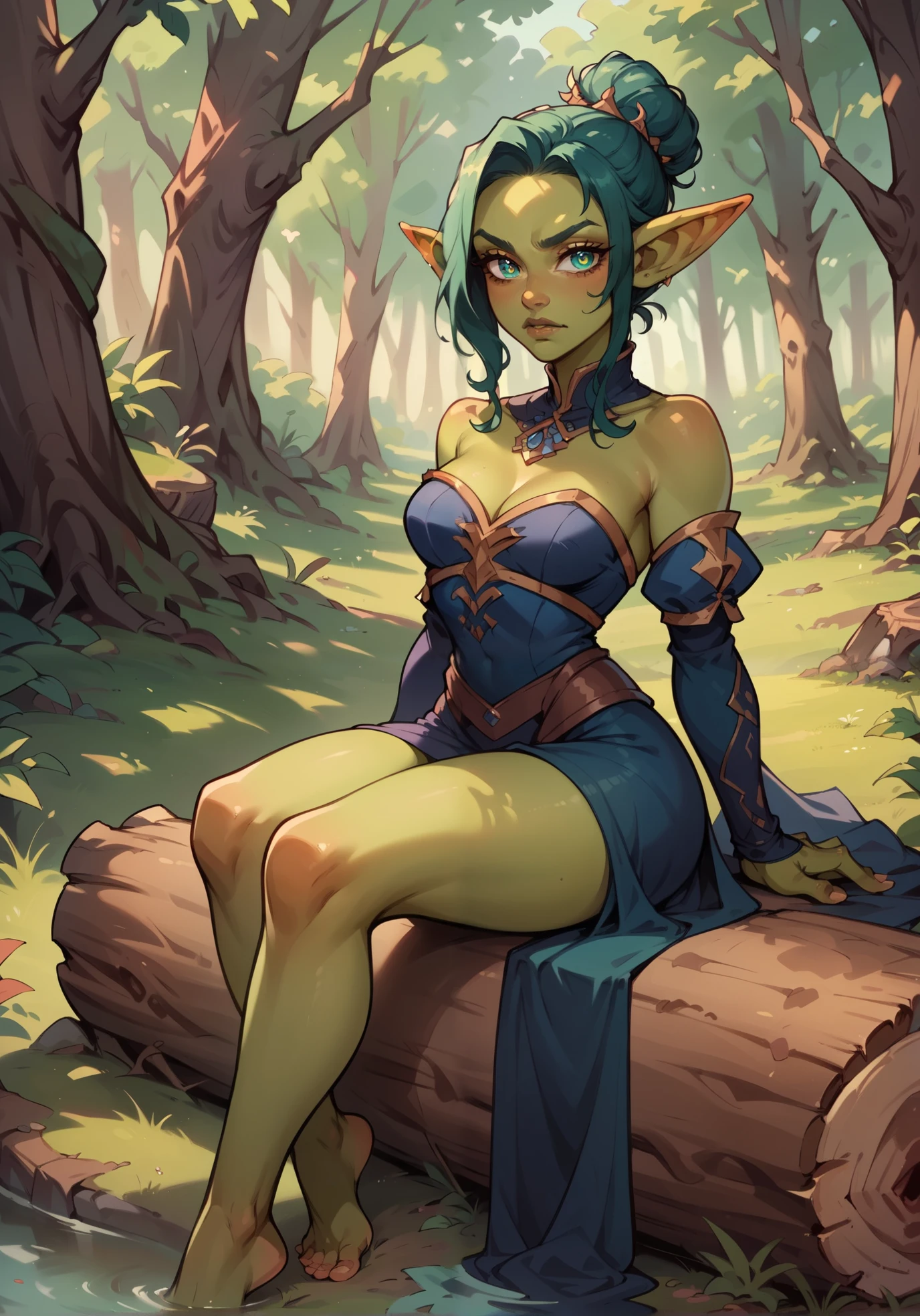 Beautiful female orc, green skin, slightly muscular, tall, long black hair, emerald green eyes, gladiatrix costume, amazing beautiful athletic toned body, at the overgrown swampy ruins of a medieval castle, Beautiful D&D Character Portrait, Ominous, Dark Fantasy, Detailed, Fiverr Dnd Character, Octane Render, Digital Art, Extreme Detail, 4k, Ultra Hd, Polished, Beautiful, Hyperdetailed, Intricate, Elaborate, Meticulous, Anime Character, Detailed, Sharp Focus, Wlop, Character Design, Unreal Engine, 3d Rendered, Volumetric Lighting, Reflections, Glossy, Digital Illustration,Unreal Engine, 3d Rendered, Volumetric Lighting, Reflections, Glossy, Digital Illustration, Sensual Pose, Suggestive Pose, Full Body Shot, anatomically correct, squating pose, 💖❤💕💋❣