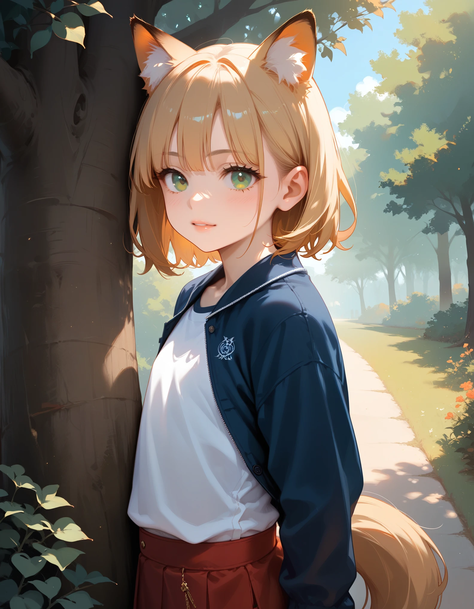 score_9,score_8_up,score_7_up,score_6_up,source_anime,
BREAK
A young girl with large fox ears peeks out from behind a tree,skiny and frail,(petite,cute:0.5),
green eyes,
medium hair,
animal ears,fox ears,
behind tree,
outdoors,tree,