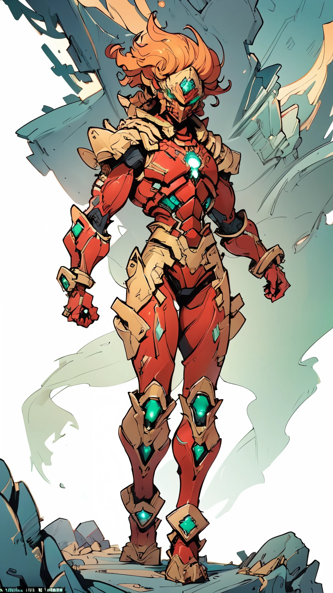 (masterpiece:1.5, best quality:1.5, extremely delicate:1.5), ((male:1.5)), a man wearing a full-face helmet, green eyes, fantasy-style high-tech biomimetic armored combat suit, (a composite layered chest armor), the design balances heavy with agility, fully enclosed shoulder guards, matching arm and leg guards, a belt of gemstone, (the color scheme is primarily Red with Green and White accents, Organic Biotech, Concept Inspired by Iron Man, glowing eyes, armor glows, stand of a futuristic sci-fi city), this character embodies a finely crafted fantasy-style armored hero in anime style, exquisite and mature art style, metallic, high definition, highres, ultra-detailed, ultra-fine painting, professional, perfect body proportions, golden ratio, anatomically correct, symmetrical face, extremely detailed eyes and face, high quality eyes, creativity, RAW photo, UHD, 32k, Natural light, cinematic lighting, masterpiece-anatomy-perfect