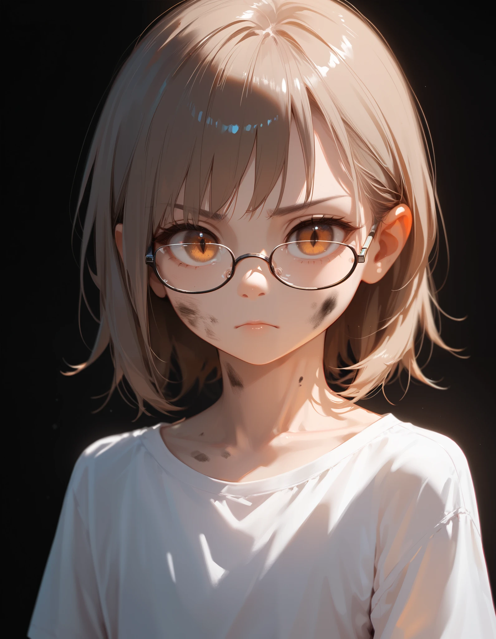 check_9,check_8_up,check_7_up,source_anime,
break
(absurdity,a high resolution),(high quality,Best quality),(masterpiece:0.5),
1 girl with glasses,One,(Cute, small:0.8),(flat chest:0.7),(slim:0.5),(tanned skin:0.5),
break
close-up,
Amber-brown eyes,slit pupils,
medium hair,dirty brown hair,
inexpressive,serious, glasses with black frames