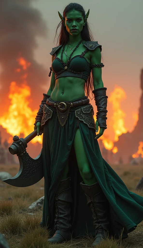 masterpiece, RAW photo, photorealistic, 8k, highly detailed, [Hunchback Woman:Turtle Woman:17], green skin, outside, full body, monster girl, [armor:turtle shell:10], [holding shield:3]