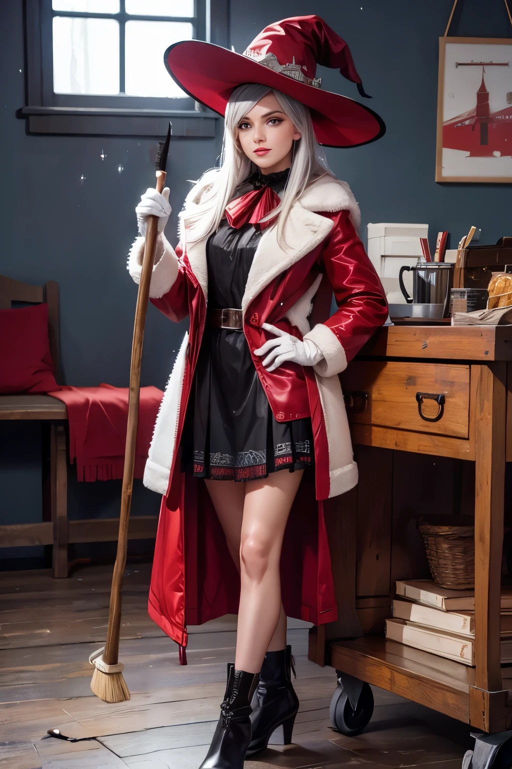  wide broom tip, crooked broom handle 