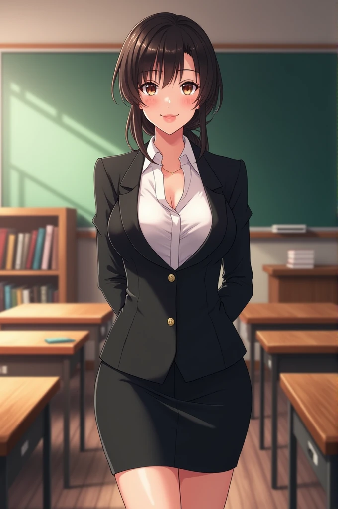 Curvy anime teacher SeaArt AI