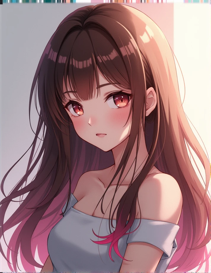 A naked girl with long anime hair