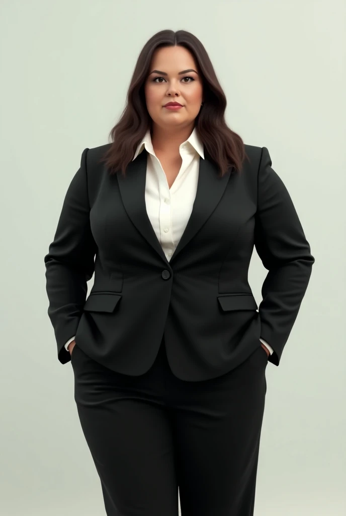 Female, behind a doorway, from front, (doorstuck, stuckfront:1.3), (Acne and Skin Problems:1.2), Obesity Physique, Round belly, (double chin:1.2), Plump Lips, bbw, (Fat MILF:1.2), office, ((Sweaty)), Wavy brown hair, Blue eyes, Beauty spot under right eye, wearing suit and tie and formal pants, ((Lazy Personality)), Tired, 