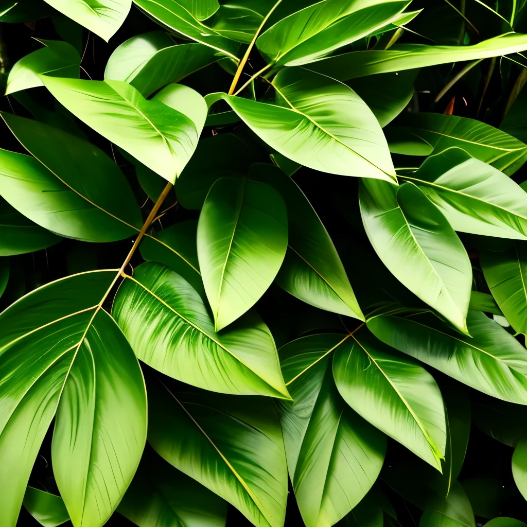 a close up of a bunch of green leaves on a black background, a picture by Adam Marczyński, trending on pexels, digital art, tropical foliage, lush plants, lush foliage, lush jungle, tropical leaves, lush greenery, lush verdant plants, dark green leaves, rich greenery, plants and jungle, botanic foliage, deep jungle texture