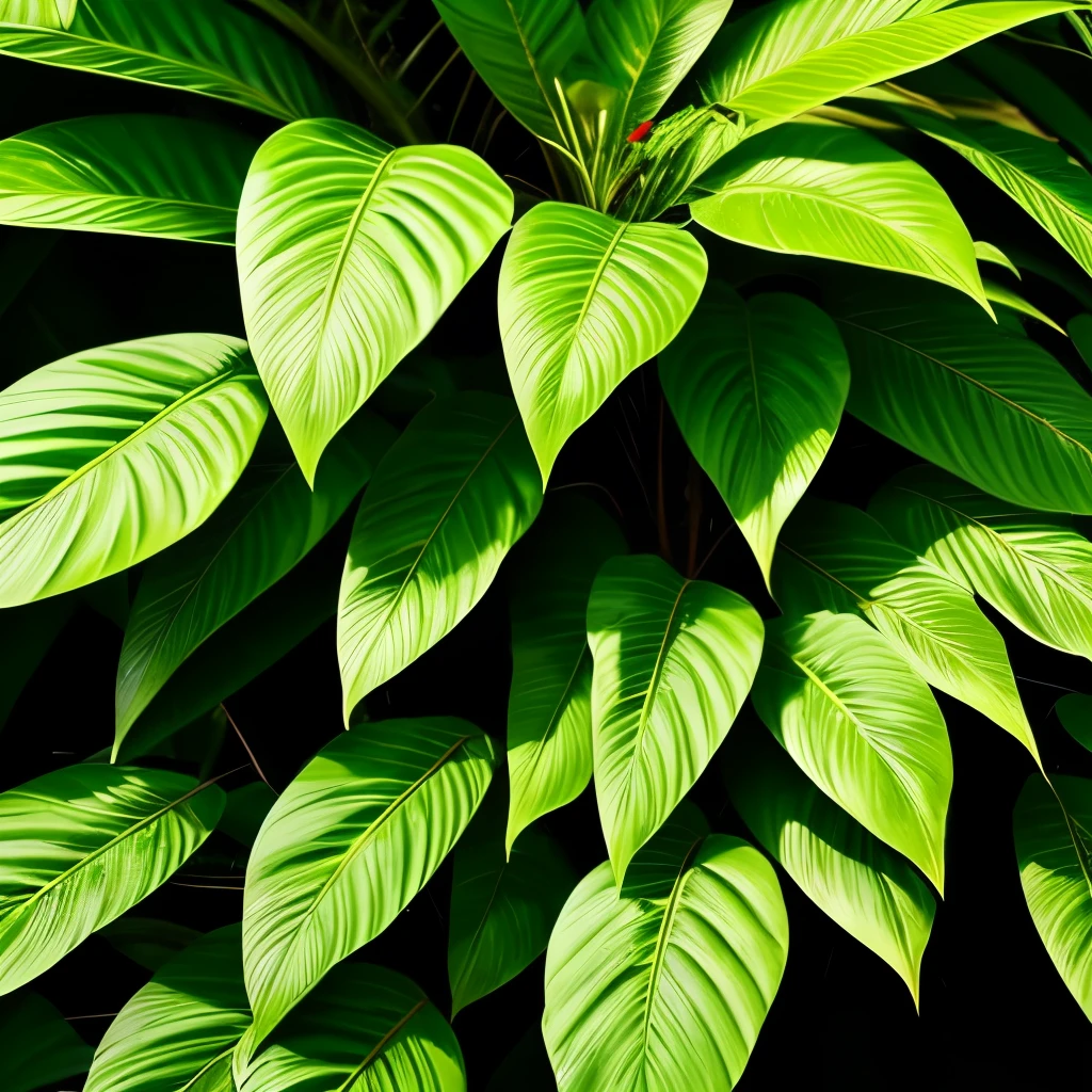 a close up of a bunch of green leaves on a black background, a picture by Adam Marczyński, trending on pexels, digital art, tropical foliage, lush plants, lush foliage, lush jungle, tropical leaves, lush greenery, lush verdant plants, dark green leaves, rich greenery, plants and jungle, botanic foliage, deep jungle texture