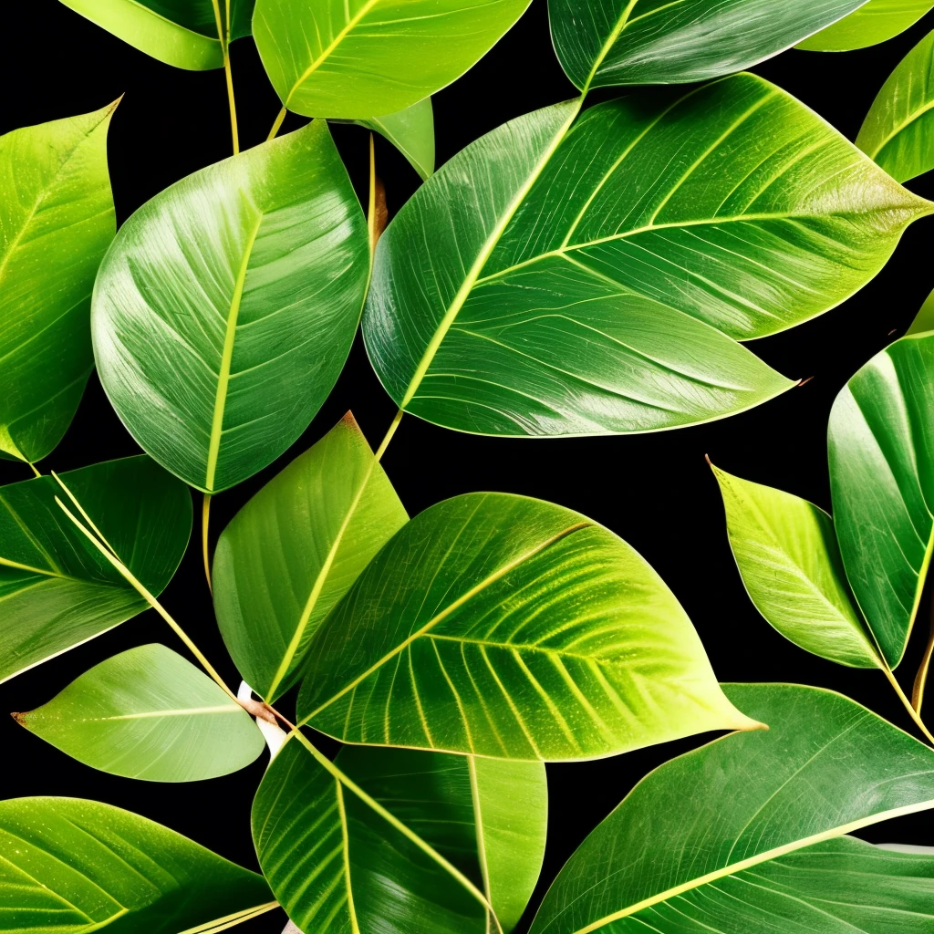 a close up of a bunch of green leaves on a black background, a picture by Adam Marczyński, trending on pexels, digital art, tropical foliage, lush plants, lush foliage, lush jungle, tropical leaves, lush greenery, lush verdant plants, dark green leaves, rich greenery, plants and jungle, botanic foliage, deep jungle texture