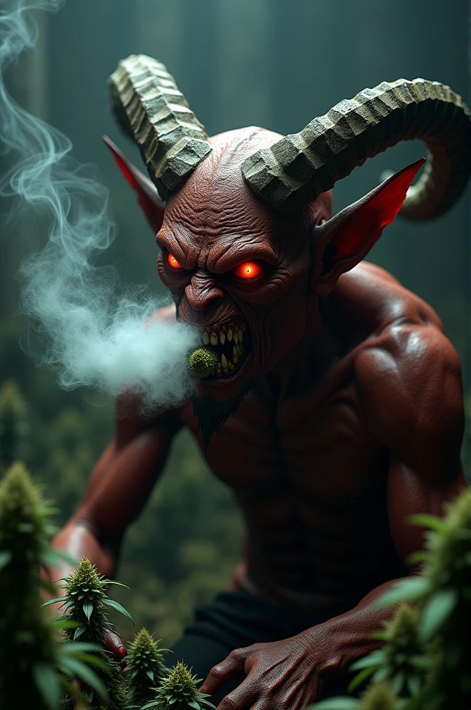 a dangerous looking man green,blood on top of a table with a demon head,in the style of giger in the hole,hyperrealism,realistic photography,dark atmosphere,realistic blood,high quality render,ultra realistic shadows,