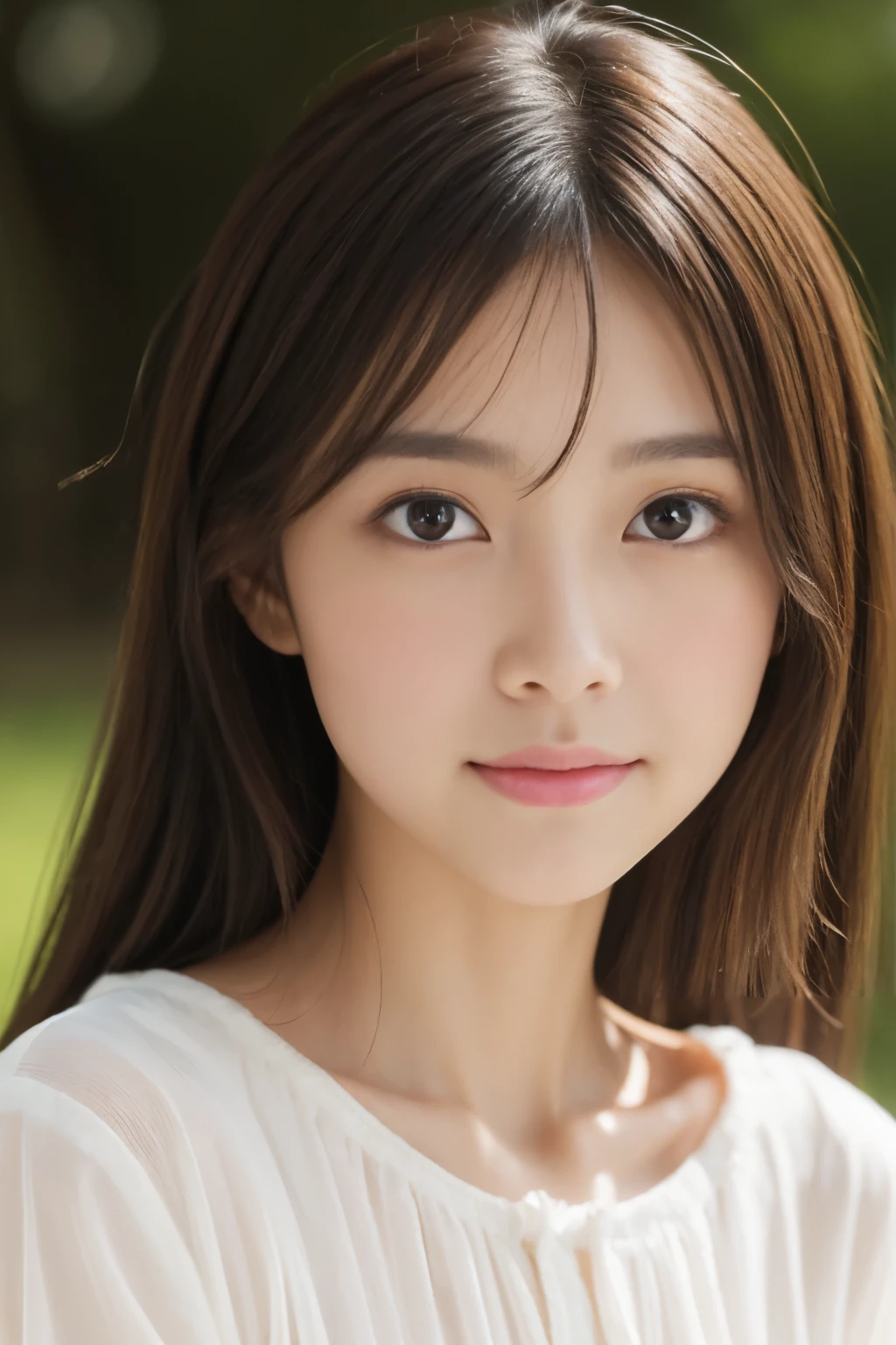 (((32k,high details,high detail、masterpiece,attention to detail,alone))),Raw photo & realistic atmosphere,beautiful dark blue eyes,detailed mouth,glossy lips,thin eyebrows,fine eyes、Soft white skin that shines in every detail、her deep black eyes are so beautiful,lip details、very beautiful face,very well-shaped face、lifelike face,shining beautiful lips,beautiful eyebrows,infinite reality, Realistic young gravure idol,she'she'she'she'she'she's a very cute woman , young gravure idol, young gravure idol, Very beautiful and cute 21 year old beautiful girl,incredibly beautiful and classy,21 year old beautiful girl,natural soft light,(shiny hair,,Beautiful and kind eyes:1.5),gentle smile,well-shaped chest,medium long hair,tie hair,beautiful posture,no makeup,think ahead,
