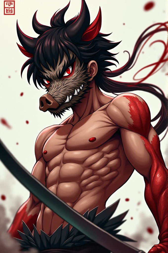 demon slayer kimetsu no yaiba:
inosuke hashibira
wild pig mask grey and eyes blue,balls big, ?????, ???, male, male only, mask wild pig, muscles, muscular, nude penis sitting solo, solo male, sweat, sweating,4K