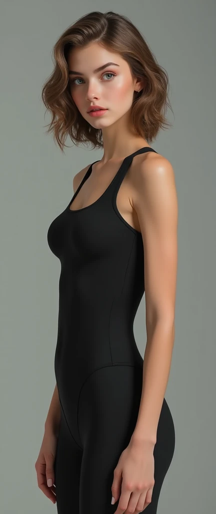 core_9, score_8_up, score_7_up, score_6_up, beautiful woman, cute face, shy, kinky smile, extreme ultra detailed perfect eyes, dark and deep blue eyes,dark brown hair,Medium-length hair, 20yo, nose blush, (big breast),(big chest),(breast bump),(Strapless:1.5),(Thong),(head tilted),(Hands behind the body),eyes contact,Wearing Sleeveless sportswear,standing in a gym,sex pose,RAW photo,realistic,volumetric lighting, depth of field,cinematic, (full body shooting),(whole body),(long shot),