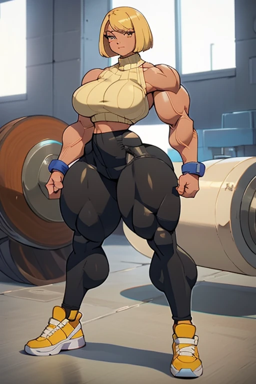 1woman, tanned skin, short white hair, muscular, (wearing leotard), from behind pov, (gigantic ass)