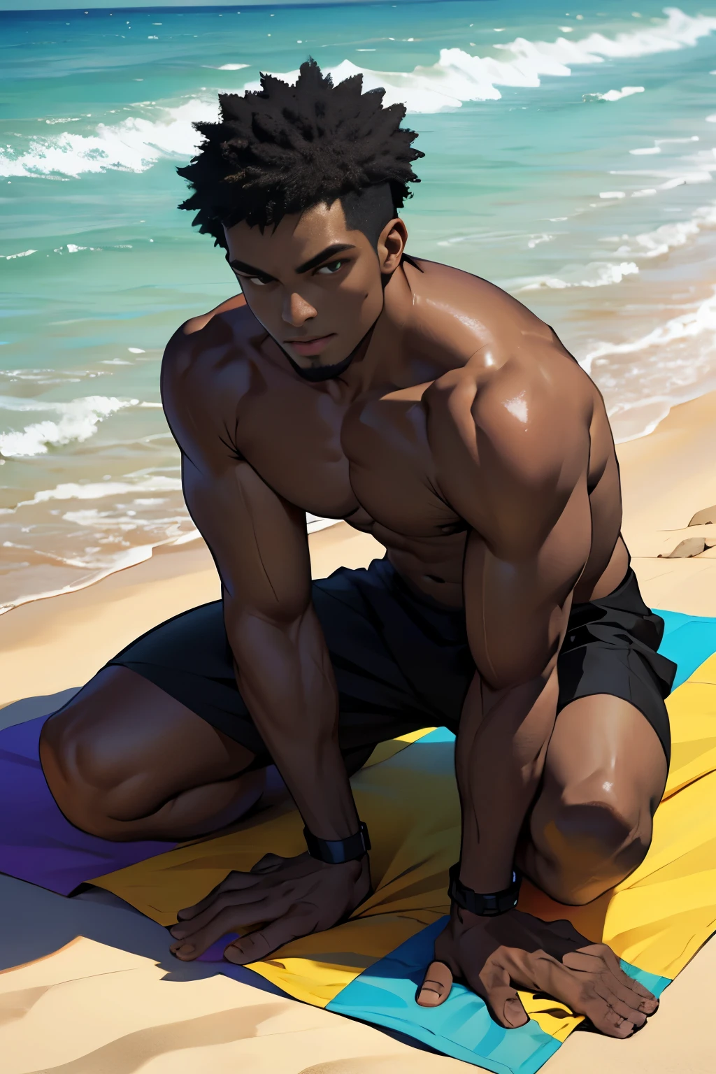 man, negro, high, strong and beautiful, Brazilian on a beach