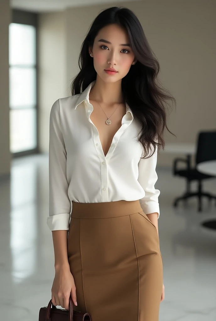Urzan-6500-v1.1、(RAW Photos:1.2)、(フォトGenuine)、Beautiful details、(Genuine:1.4)、Very detailedなな目と顔、Beautiful attention to detail、Standing in the office、(White Sheer Blouse、Long sleeve、Brown Mini Flared Skirt:1.2)、(超Genuineなパンスト、High heels)、Large file size、High resolution、Very detailed、Highest quality、[masterpiece:1.6]、figure、Very detailedな、Hmph、In detail、Highest quality、8k wallpaper、Cinematography Lighting、One mature woman、4、 Perfect figure、Cute droopy eyes、Beautiful big eyes、Pieck Finger、((Tabletop))、Highest quality、One mature woman、eye shadow、Portraiture、((Full Body Shot:1.4))、((Super long brown hair:1.4))、(Loosely wavy hair:1.3))、((It gushes out:1.3))
