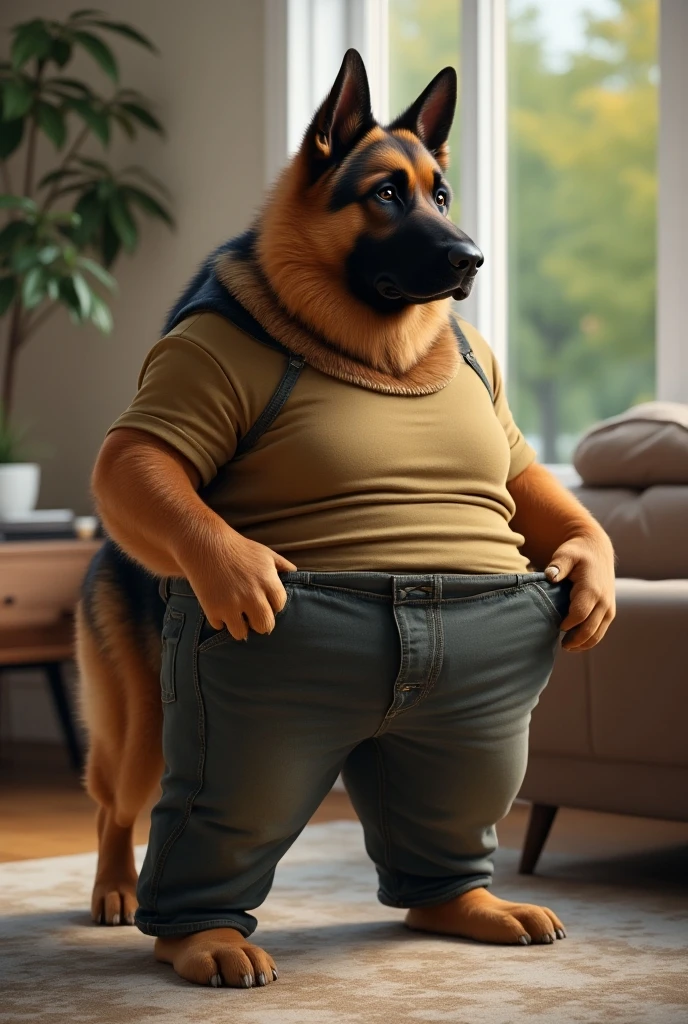 photorealistic, detailed background, alaskan malamute, anthro, male, canid, canine, domestic dog, clothed, muscle growth, belly expansion, thigh expansion, <lora:MaleInflation-02-BB95-e100:0.8>
