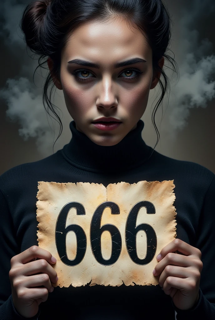 a man fearfully staring at the number 666 printed on paper, ((a sequence of inauspicious numbers, 4, 6, 9, 11, 13, 18, 46, 666)), highly detailed, photorealistic, 8k, dark moody lighting, dramatic chiaroscuro, gloomy atmosphere, unsettling, unsettling expression, intense gaze, tense, apprehensive, fearful, anxiety, horror, dramatic lighting, cinematic composition