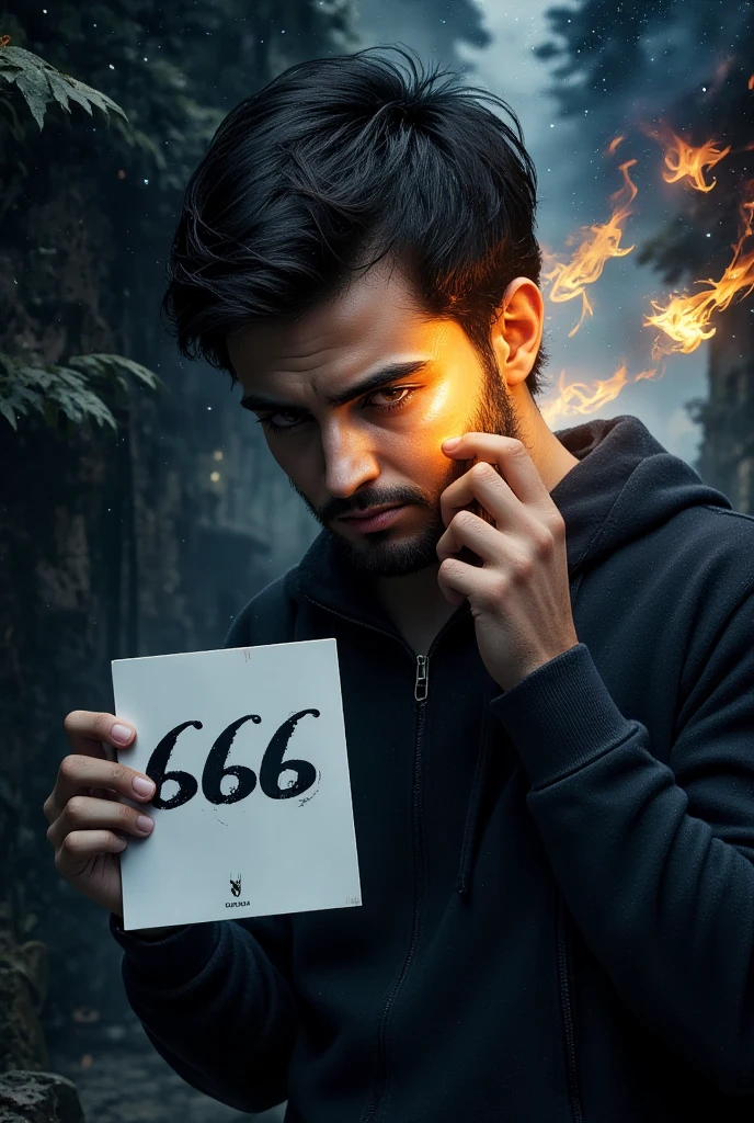 a man fearfully staring at the number 666 printed on paper, ((a sequence of inauspicious numbers, 4, 6, 9, 11, 13, 18, 46, 666)), highly detailed, photorealistic, 8k, dark moody lighting, dramatic chiaroscuro, gloomy atmosphere, unsettling, unsettling expression, intense gaze, tense, apprehensive, fearful, anxiety, horror, dramatic lighting, cinematic composition