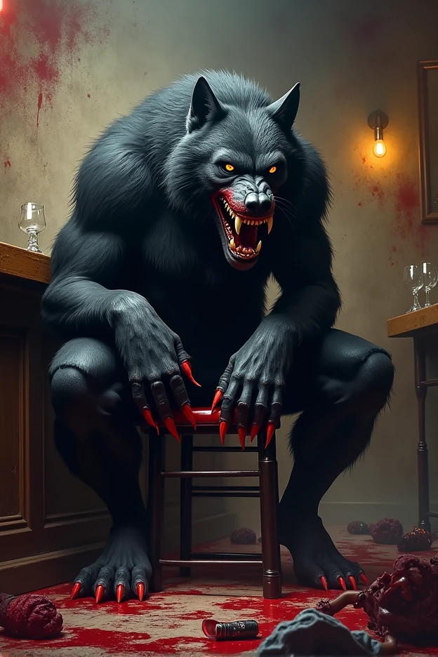 A chained demon wolf with dark hair and red eyes, very cute and sexy and very wet with something white and sticky on the legs and feet and in all the holes on the body and details on the mouth with milk coming out of it and the feet wet with milk with very , a lot of milk in her mouth, and she showed off more than she should,
becoming much sexier and with much more milk,
11 years.