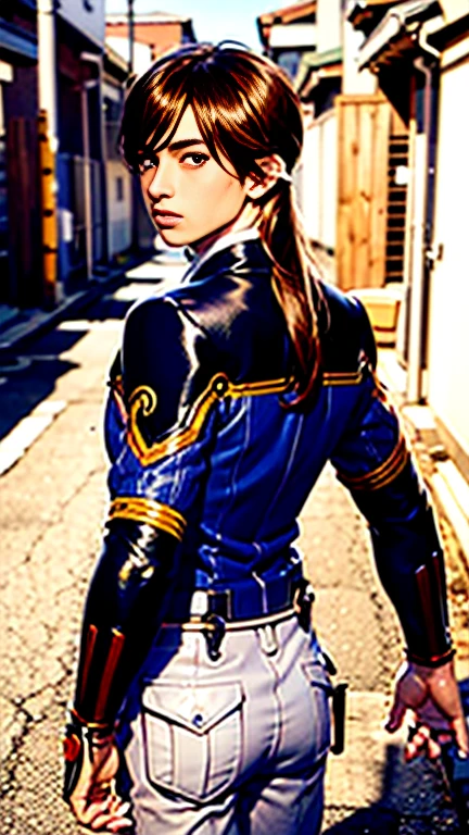 ( Best Quality ),(Overall view),Back Alley,  Japanese with a Cool and Handsome Face ,beautiful young twink , shiny Kamen Rider suit , 18 years old,  toned and muscular , Tall,  long hair, Long bangs