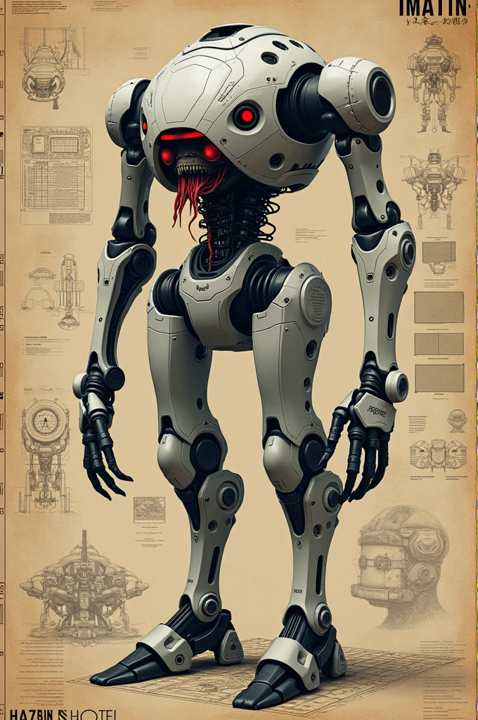 Blueprint, futuristic robotic project, Hazbin Hotel,