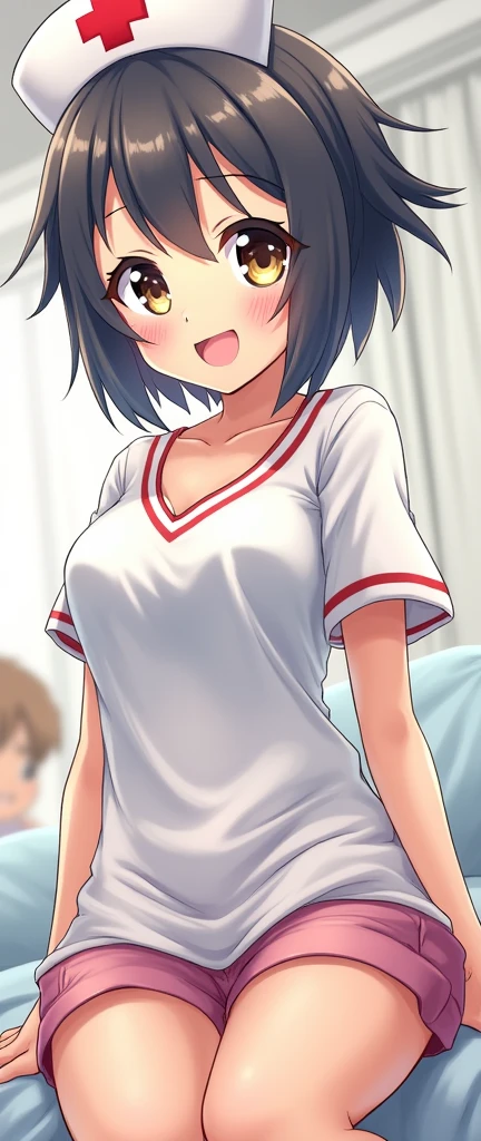 （Middle-aged man groping breasts）、nsfw,One Woman、10 years old、Primary school students、Completely naked、（Beautiful nipples）、((Small Breasts)),Highest quality、Very delicate and beautiful、((Very short bangs))、((Bangs))、Light shiny brown hair、The hair is light、((Short Bob))、Cute face、Young face、Cute like an idol、Yellow Eyes、Are thin、Slim figure、Short、（Child body type）、((Lots of sweat))、Embarrassed face、Open Mouth、Troubled face、Red face、（School classroom）、Shooting from the side、Middle-aged man groping breasts、