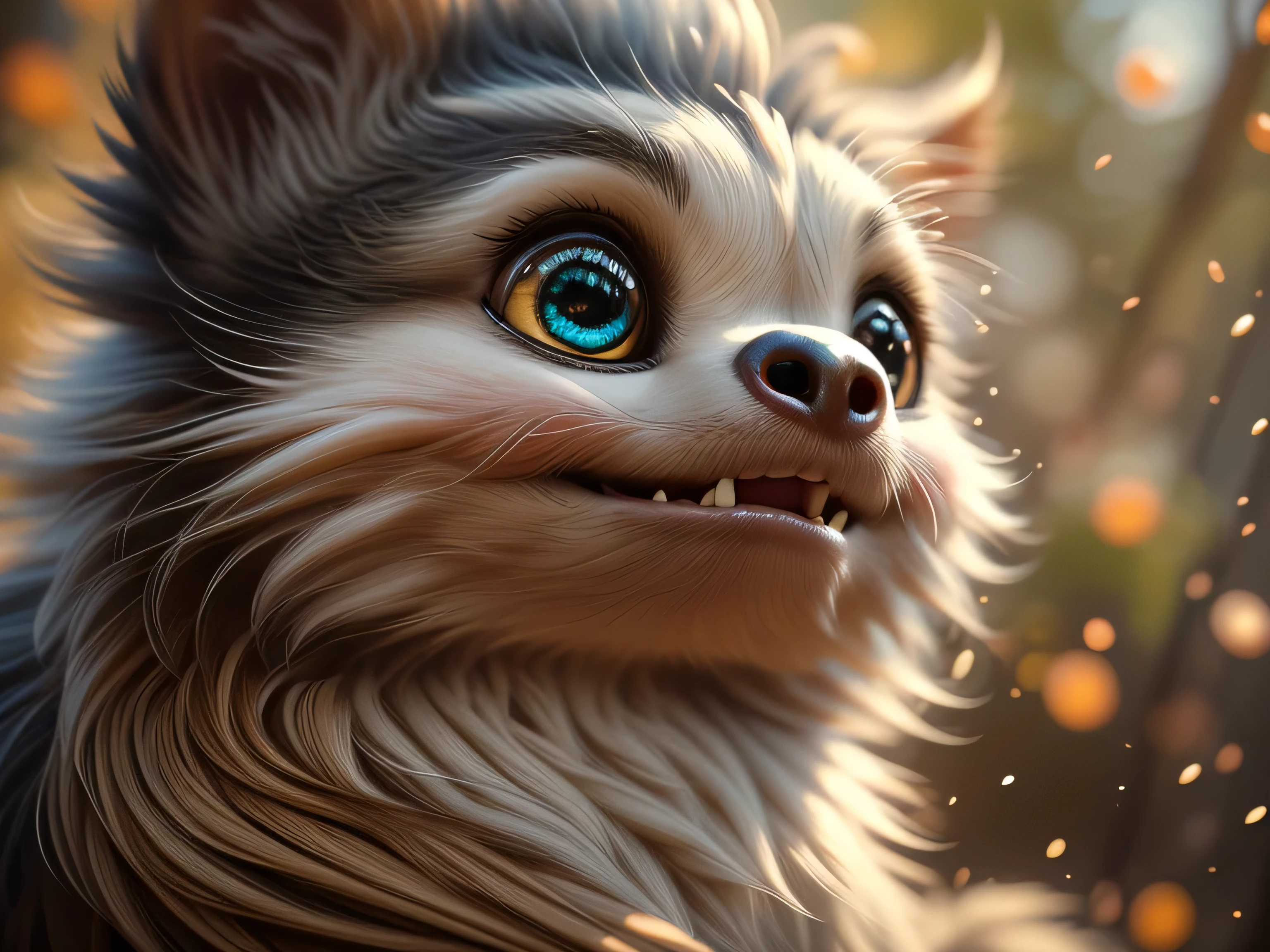 Magical Fantasy Creature, (Best Quality, Masterpiece, Representative Work, Official Art, Professional, Super Detailed, 8k:1.3), (Photorealism:1.2) Super Cute, Big Eyes, Soft, Soft Nose, Fluffy, Two-Toothed Smile, Sloth in Natural Background, Realistic, Beautiful, Stars in Eyes, Soft Volumetric Light, (Backlight:1.3), (Cinematic:1.2), Intricate Details, (ArtStation:1.3), --auto --s2