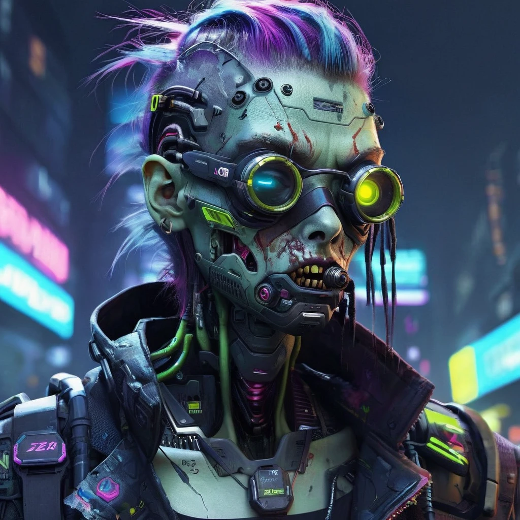 Futuristic cyberpunk zombie