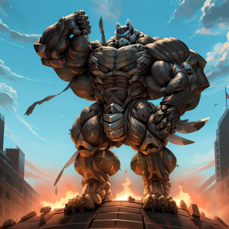 (masterpiece. official art. 8k. best quality. detailed full body. full body.)
(situation 1 : dominating mega Lucario. focus Colossus mechanical Muscular mega Lucario is trampling the CITY. macro. stomp. Low-angle perspective. emphasizing the immense size. The perspective is from below, emphasizing the sheer majesty and power of the Colossus. Colossus art. He is much bigger than a skyscraper. Giga Colossuss. micro soccer field. looking down.)

(situation 2 :smoke and flames rising from the destruction in the city)

(Additional details 1: wearing a full-face helmet. helmet is jet black. The color of NANOSUIT is jet black. high-tech bio-mecha armor. real texture material. whole body shines like metal. Wearing cyberpunk mecha. emphasizes the muscles. suit fully made of metal. intricate armor. Robotic suit. suit fully made of metal. NANOSUIT with the same design as mega Lucario.). (mega Lucario has 5 toes.)

(Additional details 2: (Detailed head. Detailed Body. Detailed abs. gigantic muscles. HYPER MUSCLES. Gigachad Muscular. big muscle. pecs. triceps. traps. unusually developed muscular body. body full of huge muscles. showing off muscles. pectorales enormes. Exaggeratedly huge muscles. huge muscles. long legs.).

(Additional details 3: nj5furry, Spread wings. It has wings. black have big wings. The claws are sharp. Sharp teeth.5 toes.). 