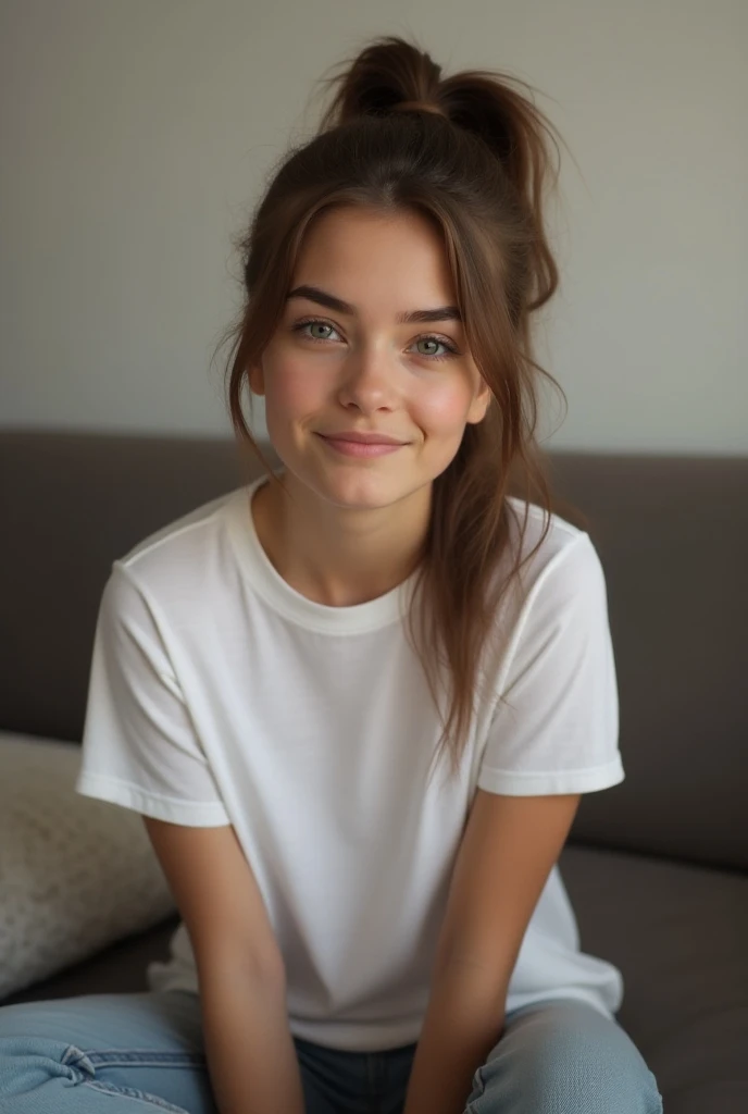 https://.seaart.ai/explore/detail/cm1k3gde878c73ci32n0 hyper realistic, freckles, beautiful brunette smiling, long hair, half body