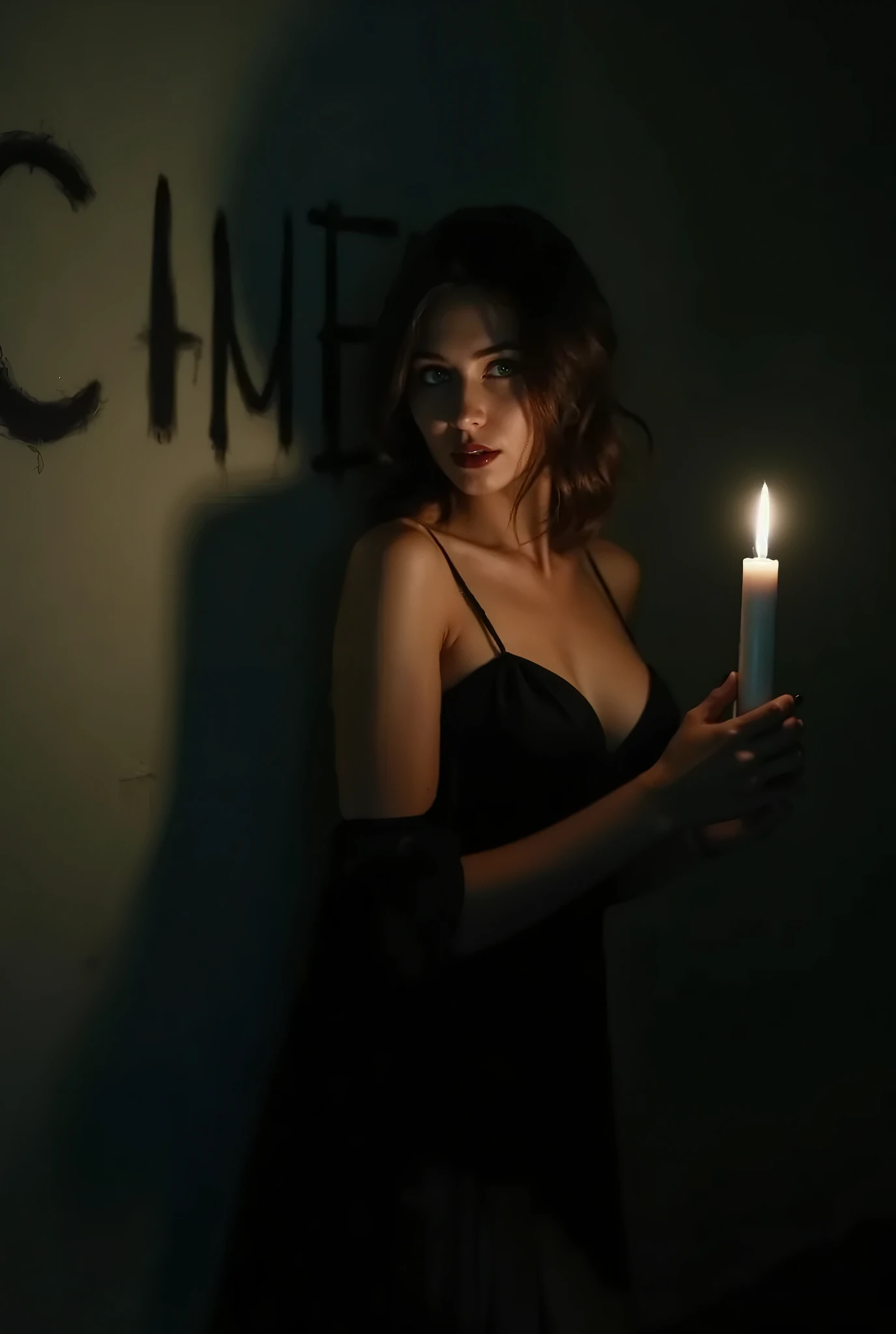 <lora:@liya_Ki$$_64:1>, wearing a thin nightgown, dark room, candle light, shadows, peaceful, (8k, RAW photo, best quality, depth of field, ultra high res:1.2), (intricate, photorealistic, masterpiece, ultra-detailed), dynamic lighting