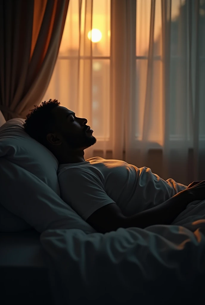 Black man waking up after sleeping
