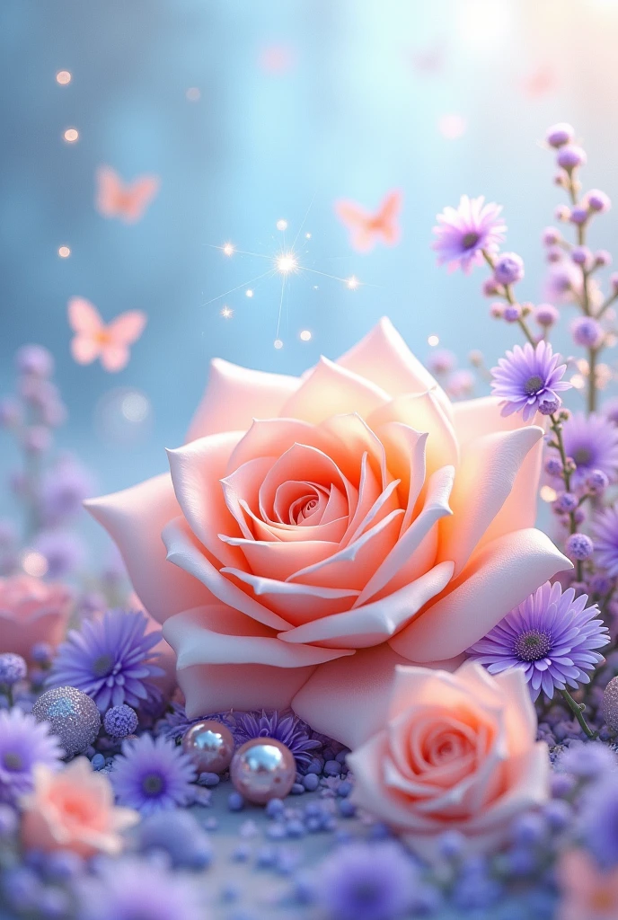 macro, (a glorious nuclear-plated starlight rose:1.3), frozen, frost coating texture, beads of condensation, light and sparks in the air, backdrop volumetric sunrise, sublime, delicate, intricate details, dynamic scene, high detail, high-res, vivid colors, color explosion, composite lighting, good composition, well drawn, crisp, sharp focus, beautiful, splash screen, glamour shot, realistic
