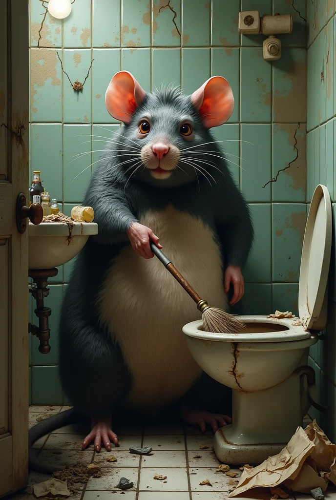 muscular mouse bathing in a bathtub of noodles