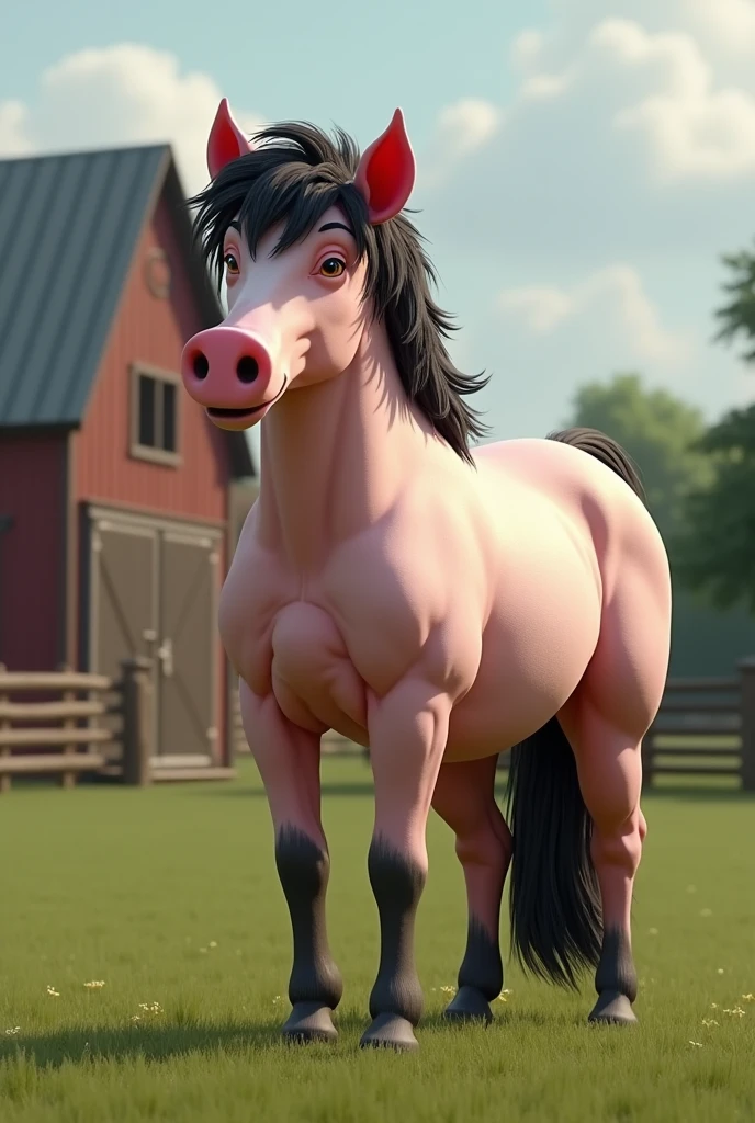 ((black horse feral):1.5) ((perfect anatomy)), ((big butt):1.5), male,((photorealistic)), on mid of forest, massive muscled male ((Good anatomy)) , ((long black hair):1.5), ((detailed green eyes)), beautiful fur, HDR, 45mm, beautiful butt((perfect resolution)), ((with two balls and sheath and long hard pink penys between the rear legs):1.5), sexual expression, ((solo):1.5))