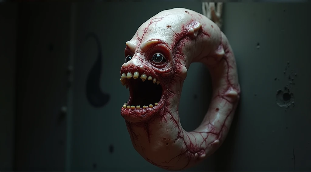 one carnivorous worm maw, shaped like a bulb, excessive cum, weird, octopus eyes, from above, circular, round, lips