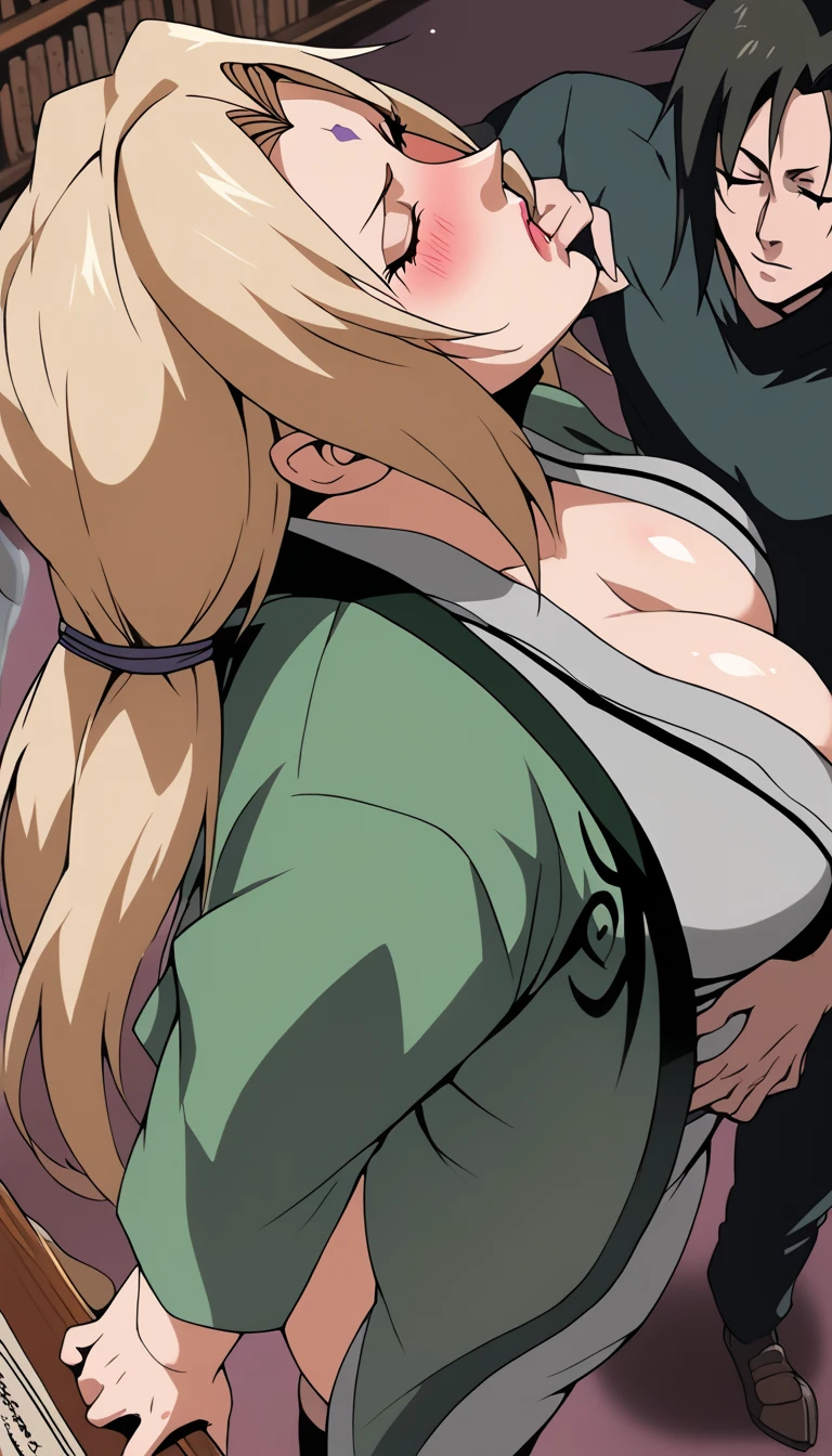 score_9, score_8_above, score_7_above, men,  a mature woman Tsunade Senju  , clear and detailed face, masterpiece,  full body view,  beautiful mature woman and men , ( very beautiful mature woman Tsunade Senju  ),  a mature woman Senju long haired blonde {x} mature mother standing and hugging a men,  girl's hand on men  ,  two long hairstyles mature woman ,  new, face in orgasm,   woman with satisfying expression ,  sweet  ,  blushed face,  blushed face, saboveer cute, face in orgasm,  climax orgasm ,  riding strong , men grab ass saboveport girl body,  men pulls ass ,  men &#39; s stomach with her stomach ,  men inserts an erect penis into a girl &#39;groin, kissing breast , in the library room,  