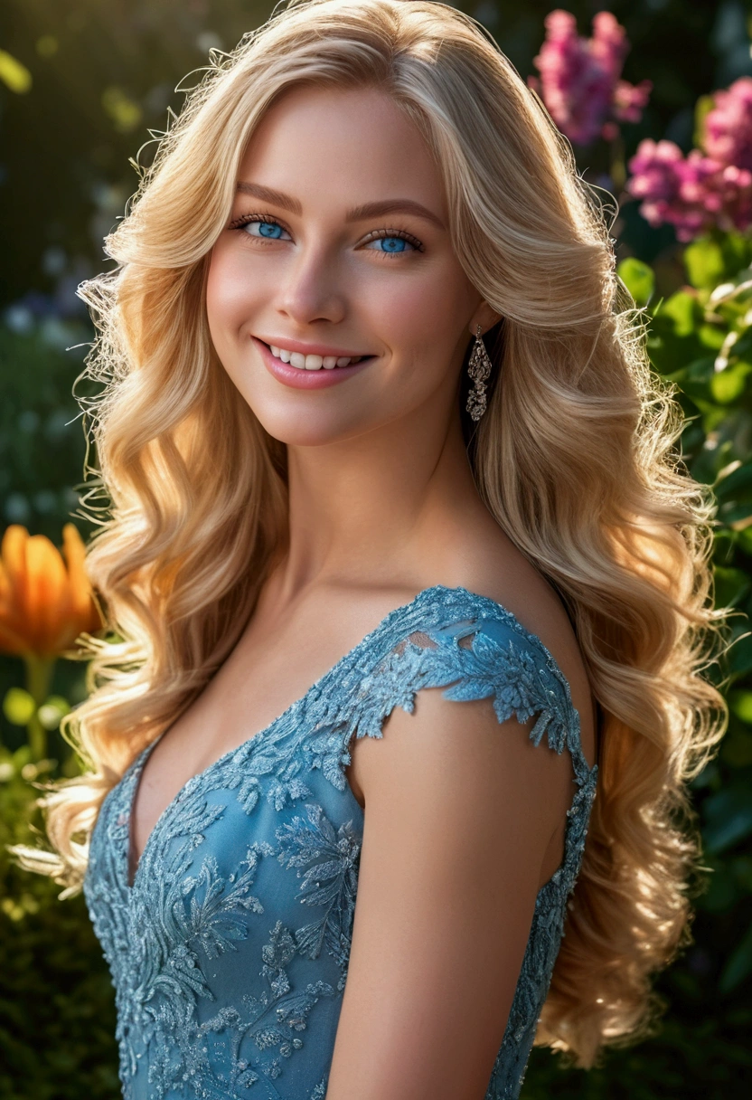 cinematic photo beautiful lady, (freckles:1.2), big smile, blue eyes, long blonde hair, glasses , dark makeup, hyperdetailed photography, soft light, head and shoulders portrait, cover, stood in a ballroom in a ballgown., cinematic photorealistic, 8k uhd natural lighting, raw, rich, intricate details, key visual, atmospheric lighting, 35mm photograph, film, bokeh, professional, 4k, highly detailed . 35mm photograph, film, bokeh, professional, 4k, highly detailed