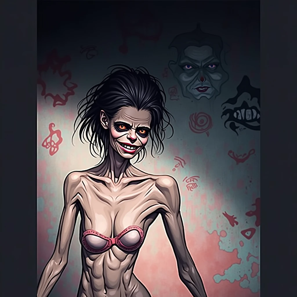 Desenhar um rosto coberto de sangue，Organismo feminino, massacre, Science Fiction - The Art of Horror Fiction, A female head grows on the arm，