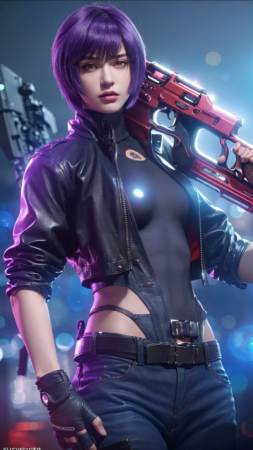 (masterpiece, best quality:1.2),dmc, dmc5, white jacket, white inner shirt, rolled sleeves, goggles around neck, jacket, 1girl, solo, heterochromia, red eyes, blue eyes, black hair, smile, shorts, thighs, weapon, fingerless gloves, huge weapon, cleavage, large breasts, rocket launcher, scar,  gun, <lora:LADY-15:0.8>