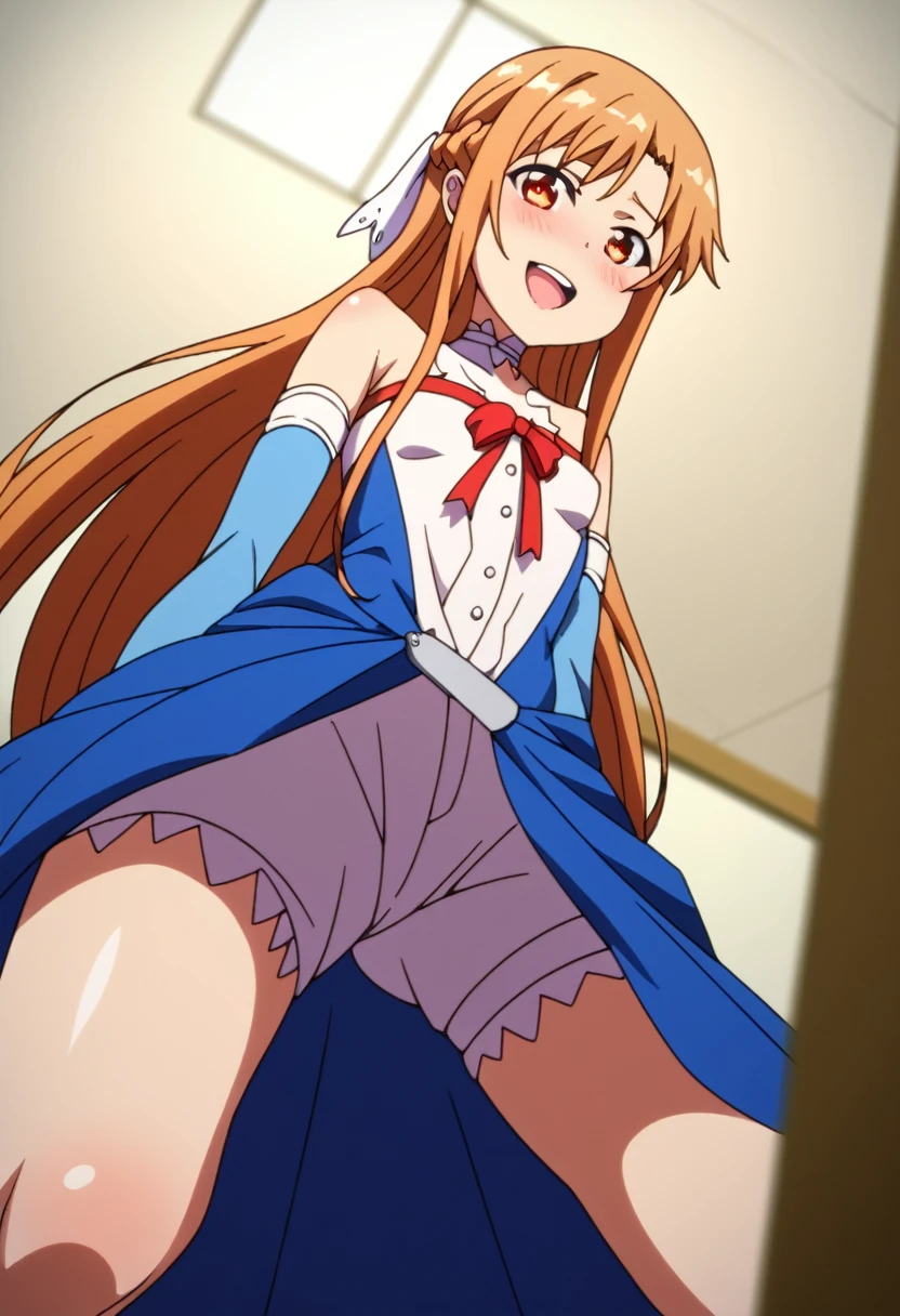 {{{Asuna Yuuki(SAO)}}},(masterpiece, highest quality:1.2), One girl, alone (((Skirt flip, I can see your pants)))，Embarrassing, panties，classroom， (((Skirt flip, I can see your pants)))，squat，squat，squat，squat，squat，squat，Spread your legs，